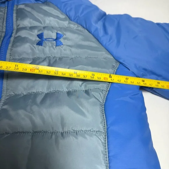 Under Armour Blue and Gray Youth Hooded Puffer Jacket Size M - Picture 10 of 13